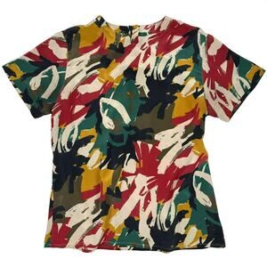 Vintage Jones New York Silk T-Shirt Top Abstract Print Short Sleeve Women’s 8